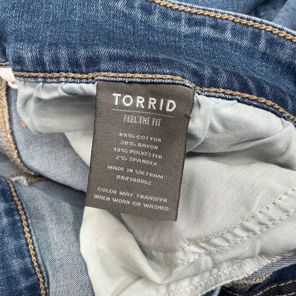 Torrid Womens Plus Size 22R Blue Distressed Strech Jeggings Super Soft Raw Hem - Picture 10 of 10